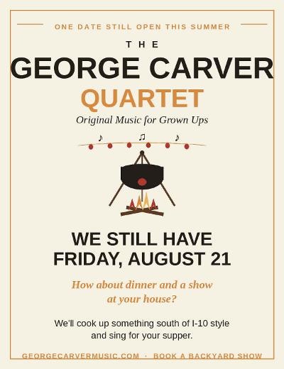 The George Carver Quartet — Friday August 21 still open